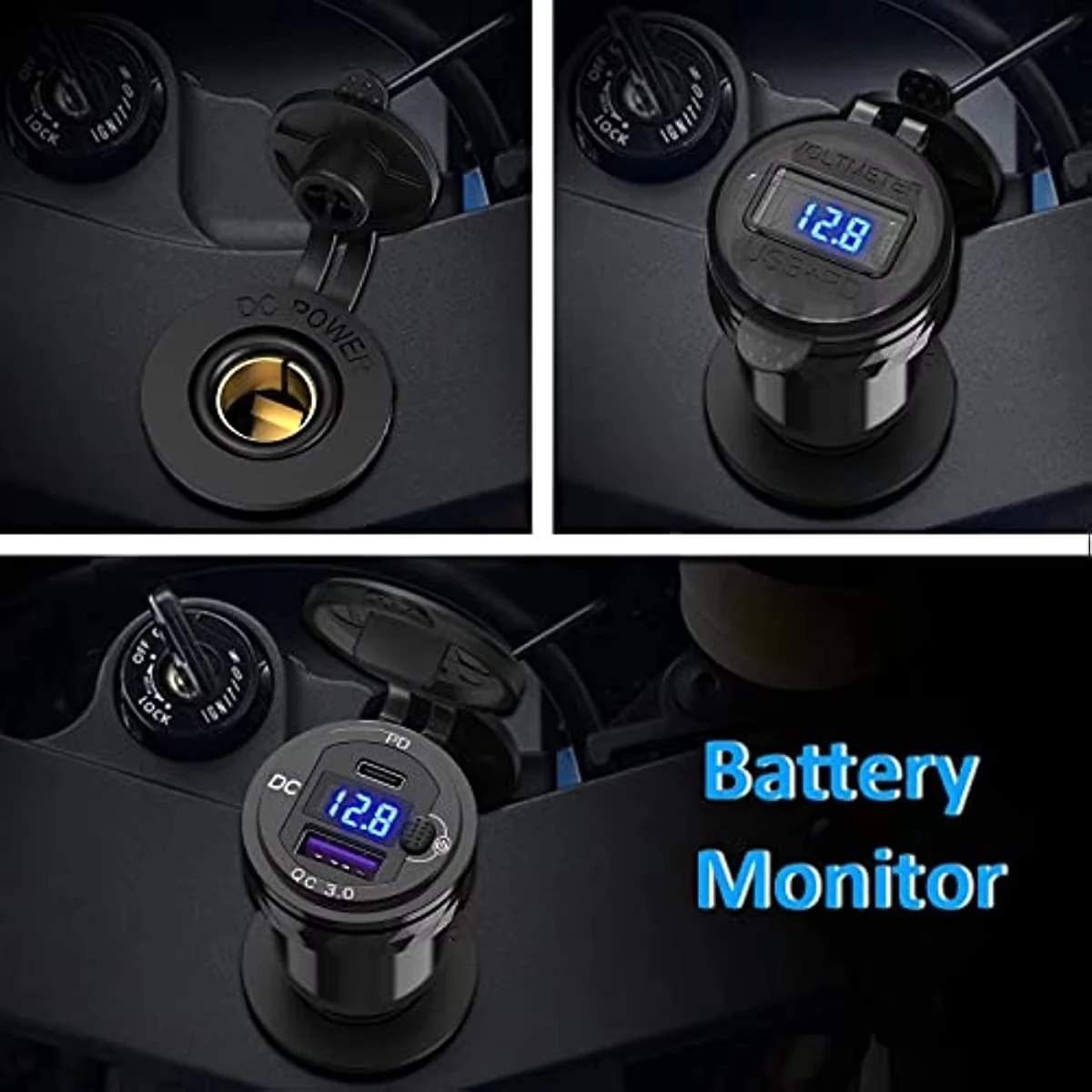 Waterproof Hella Din Plug to USB ON-Off Switch 30W USB C PD3.0 QC3.0 Quick Charge Voltmeter For Ducati Triumph BMW Motorcycle view 5