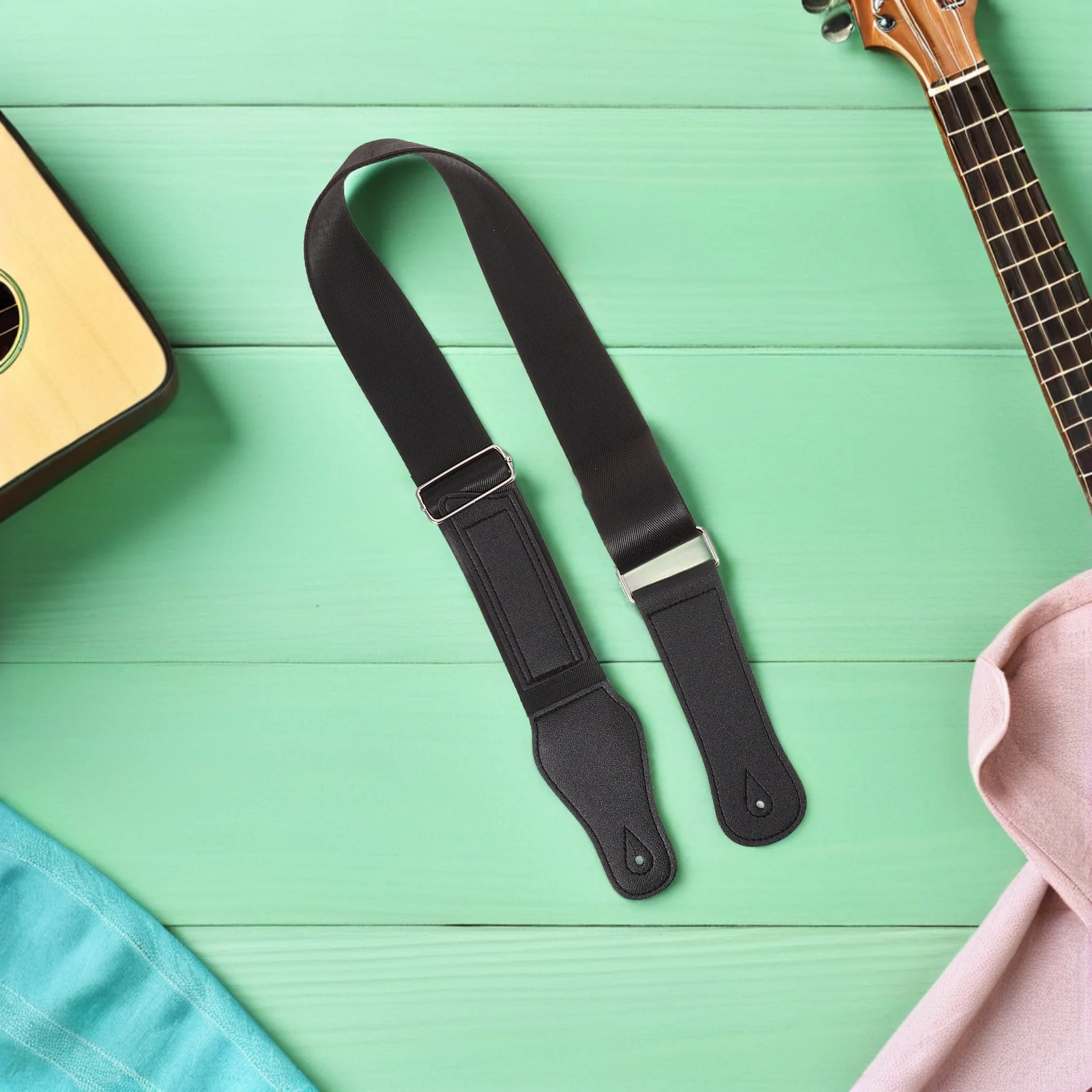 

3Pcs Adjustable Wide Guitar Strap Padded Thick Polyester Shoulder Strap for Electric Bass Acoustic Guitar Orange