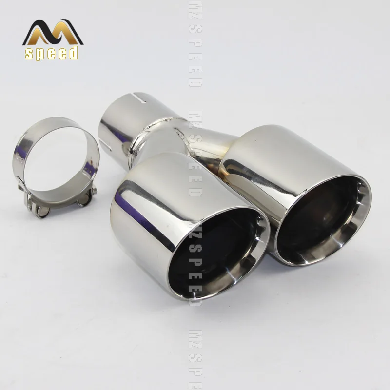 

Car Accessories stainless steel and bright face without marked Y-type double outlet straight edge exhaust pipe tailpipe