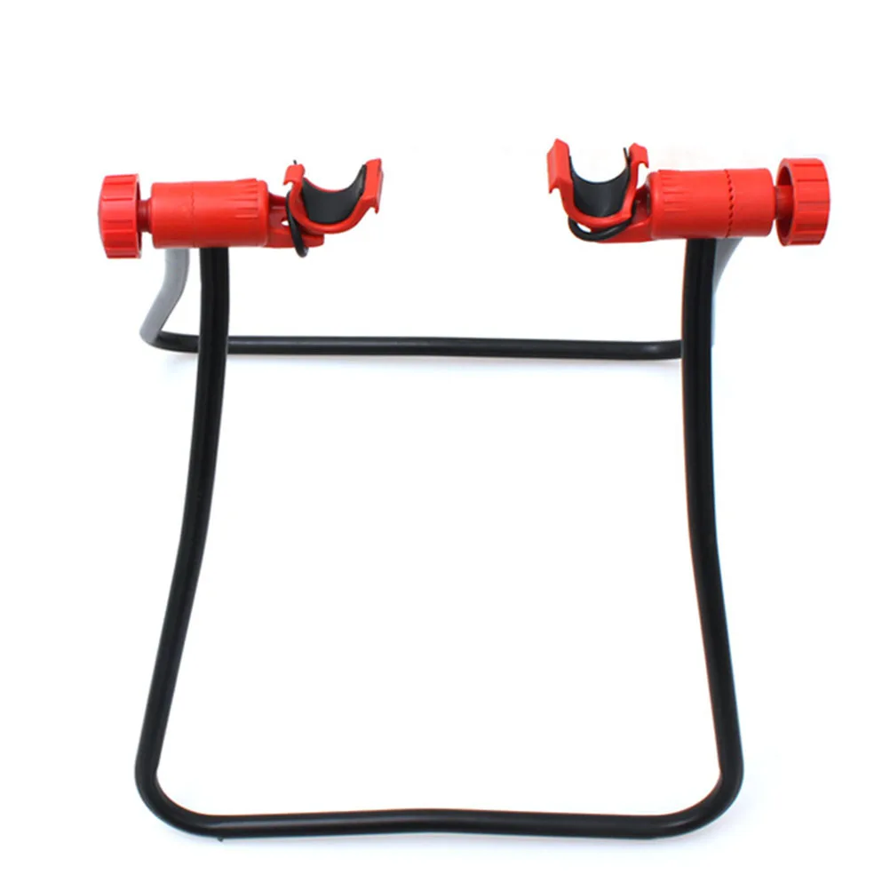 

Folding Rack Stationary Stand Indoor Riding Triangle Kickstand Heavy Duty Non Slip Rubber Base Adjustable Plastic Hook Suitable