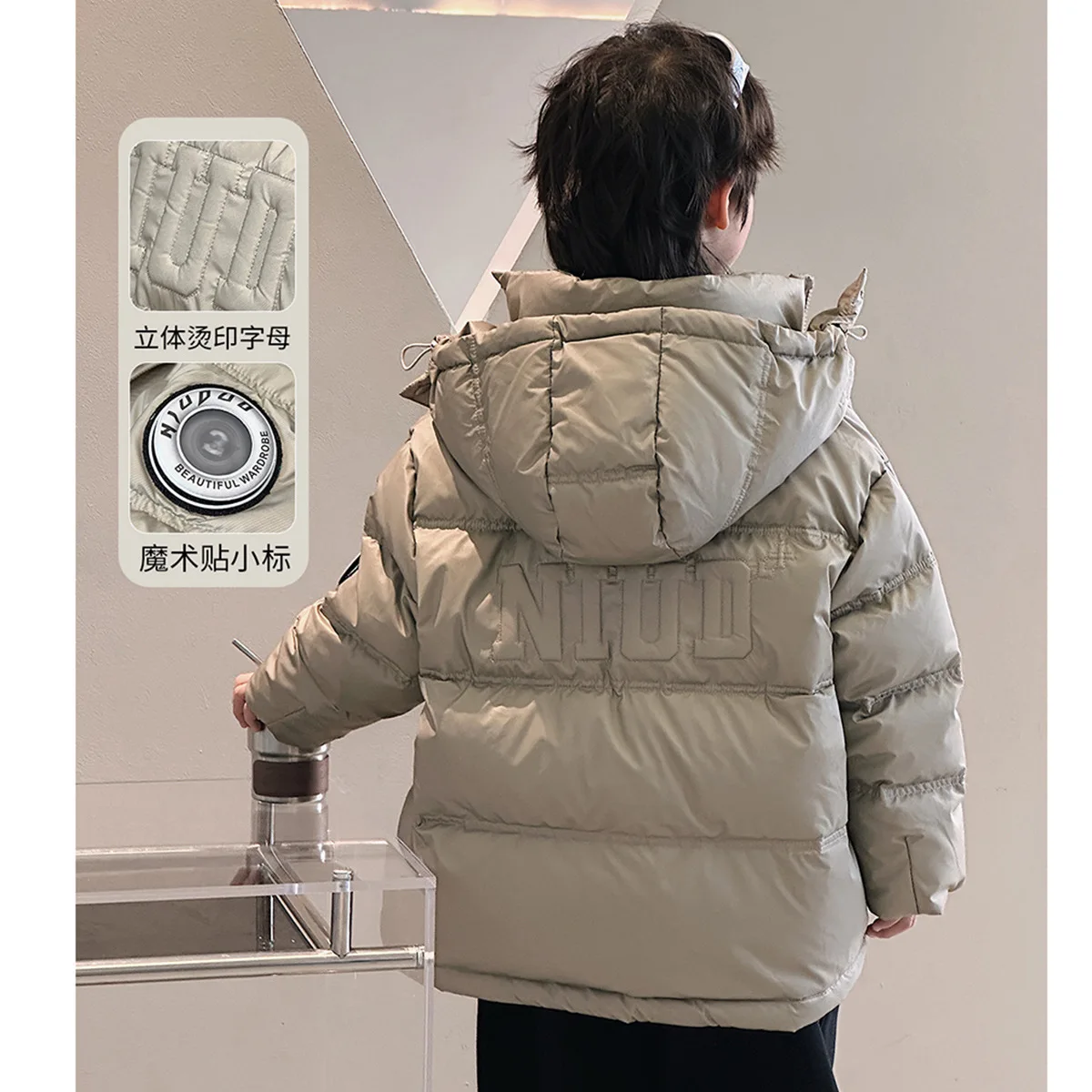 

Winter children's down cotton-padded jackets, 4-14 Years Boys fashion medium-length, three-proof, no-wash, thickened outerwear