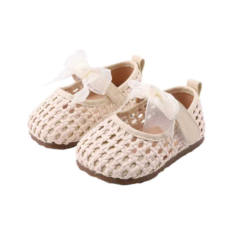 2026 New Summer Baby Shoes For Girls Leather Hollow-out Princess Shoes Closed Toe Fashion Toddler Kids Sandals EU 16-26