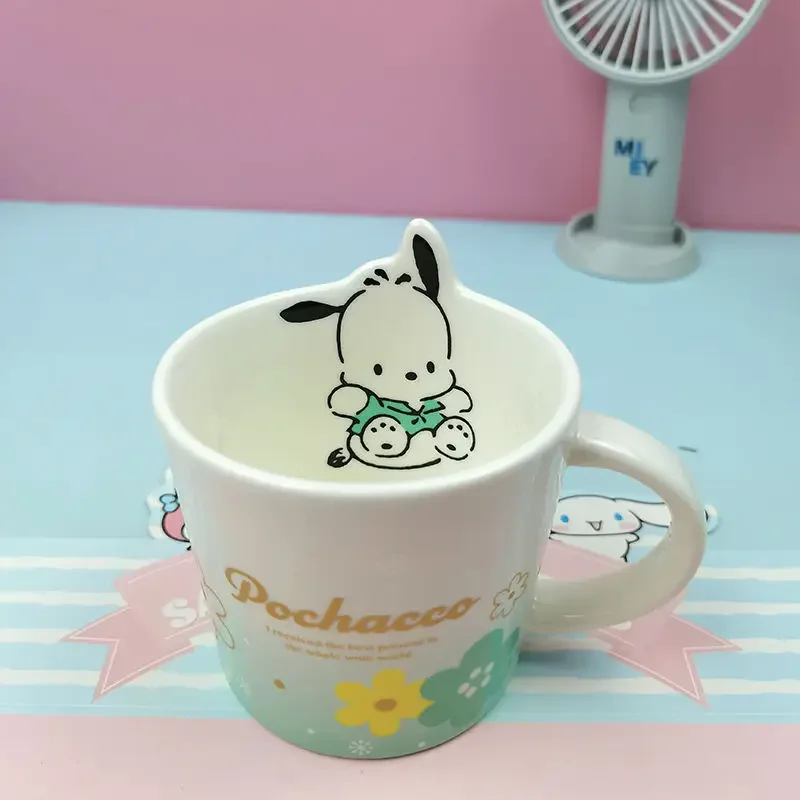 Sanrio Hello Kitty Ceramic Water Cup, Copos criativos, Anime Desenhos Animados, Adorável e Requintado, Café Criativo Leite, Minha melodia Kuromi