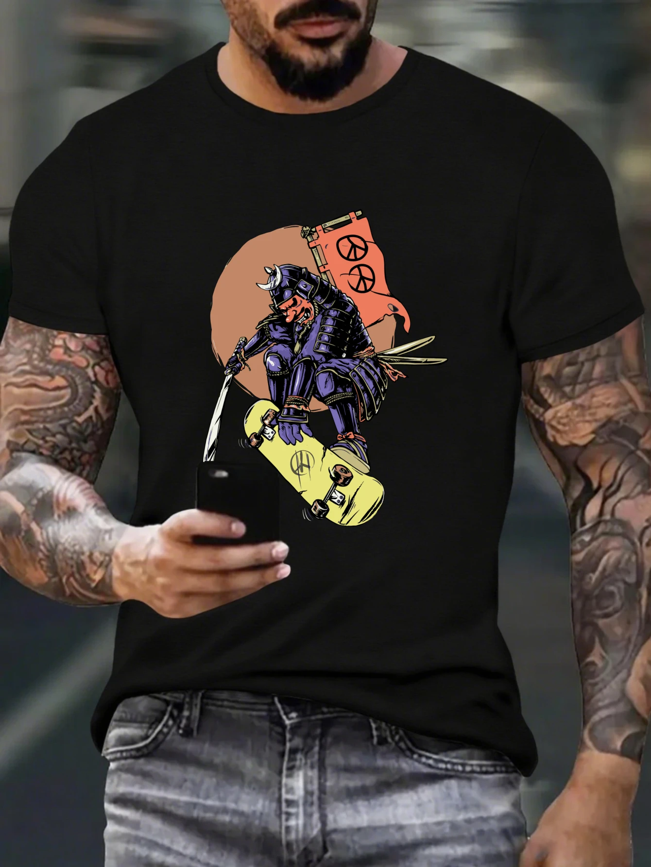 

Retro Vintage Skull Hand Graphic T-Shirt for Men, Gothic Style Short Sleeve Tee, Casual Skull Print Tops for Daily Wear
