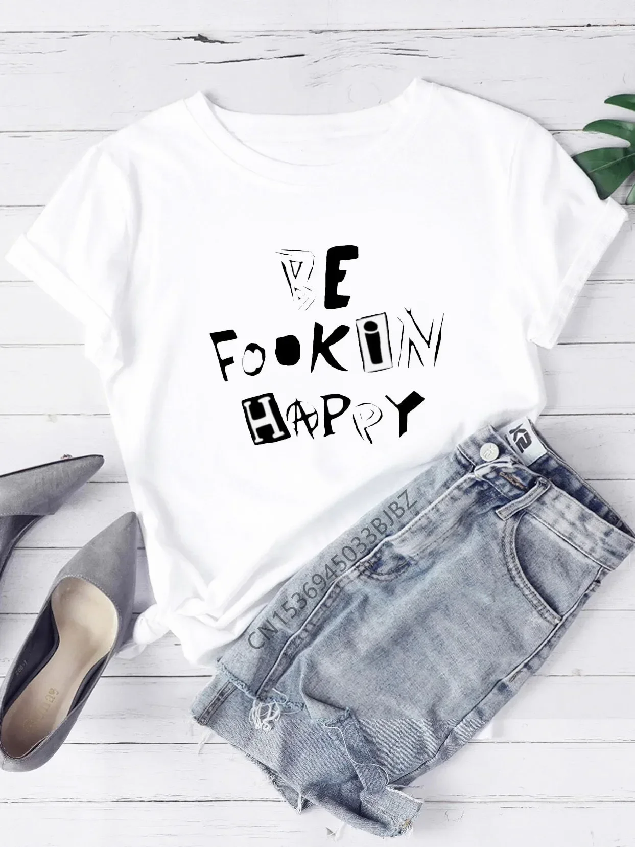 Yungblud Merch Harajuku Be Fookin Happy Women Funny Print Ladies T-shirt Girl Y2K Basis O-collar White Shirt Short