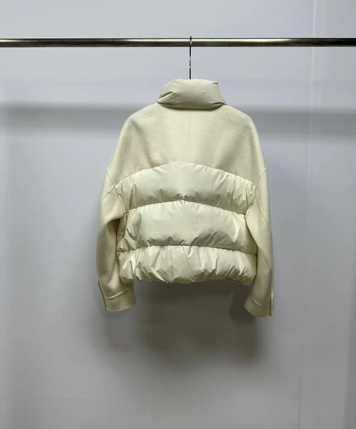 Veste double face en cachemire pour femme, duvet d\'oie blanc épissé, doudoune légère et courte, haut de gamme, automne et hiver