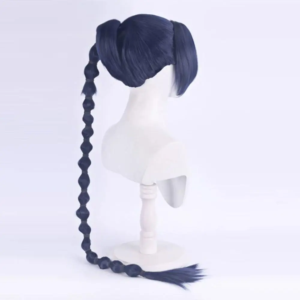 Peluca de cosplay de anime azul negro para Mei Shisan, peluca completa de personaje asesino de siete estilos tijera