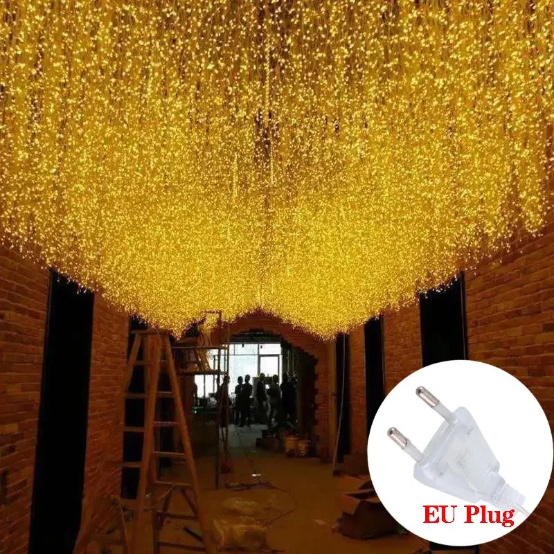 

4x0.6M Festoon Garland Lamp Outdoor Icicle Light String Home Curtain Eaves Hanging Lights Wedding Party Garden Room Decoration
