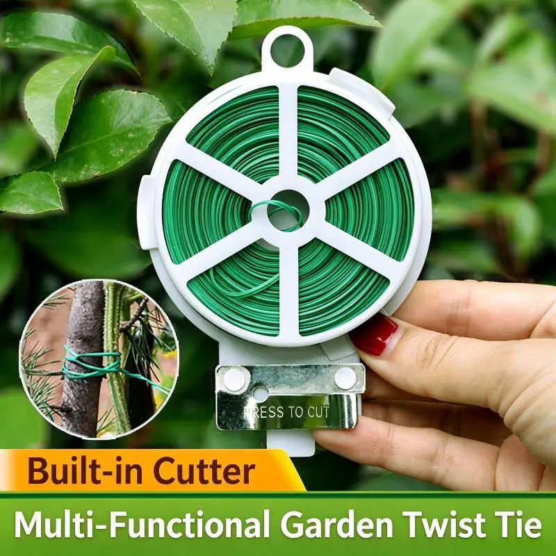 1 Roll 20/50/100/200M Multifunctional Plastic Steel Twist Tie Sturdy Reusable Garden Plant Support Strap Tie Garden Tool