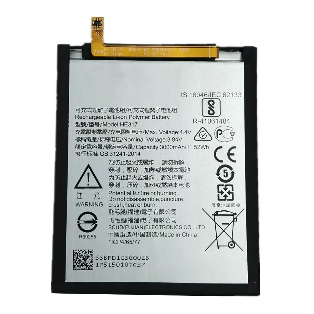 HE317 Original Battery For Nokia 7 Nokia7 N7 / Nokia 6 Nokia6 N6 TA-1000 TA-1003 TA-1021 TA-1025 TA-1033 TA-1039 Phone Bateria