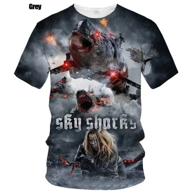 صيف جديد سليم تي شيرت ثلاثية الأبعاد تي شيرت مطبوع ثلاثية الأبعاد القرش الرجال/المرأة قصيرة الأكمام موضة عادية الجولة الرقبة ملابس للرجال #6