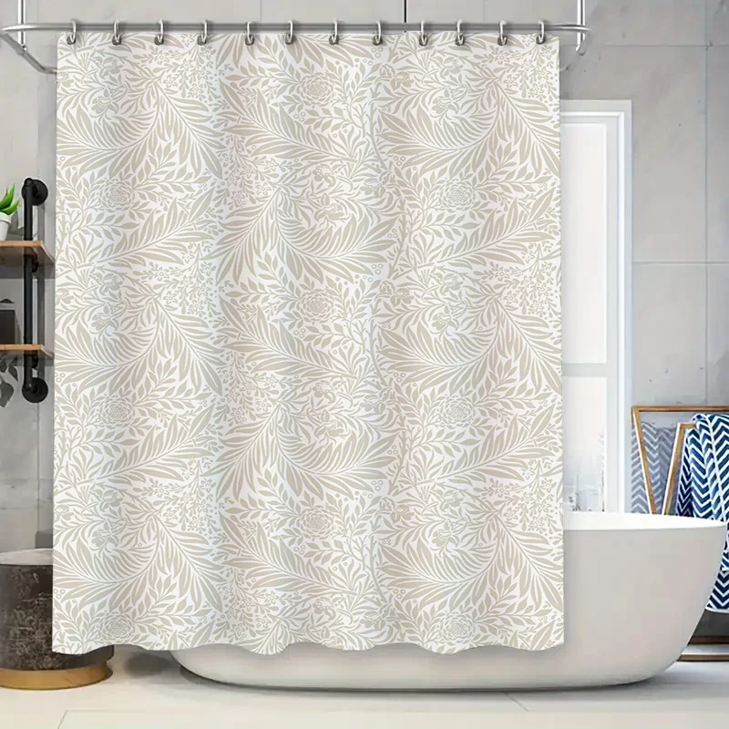 Luxury Wave Shower Curtain Fabric Bathroom Decor Waterproof Washable Customizable Size Red/Orange/Cream Color Block Wavy Pattern