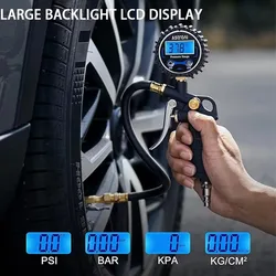 High Precision Tire Pressure Gauge with LED LCD Night Vision Display Electronic Digital Tire Inflator for Cars Vehicles