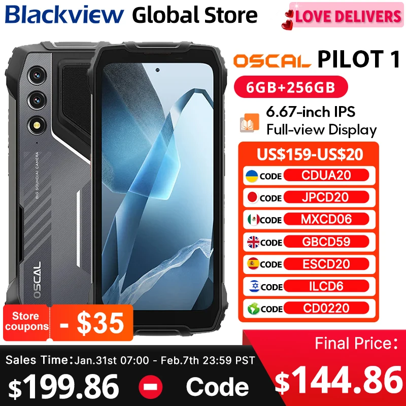 Blackview Oscal PILOT 1 teléfono resistente pantalla HD de 6,67 pulgadas + 90Hz altavoz de caja de 5W 6GB 256GB Helio G81 CPU 15000mAh NFC teléfono móvil