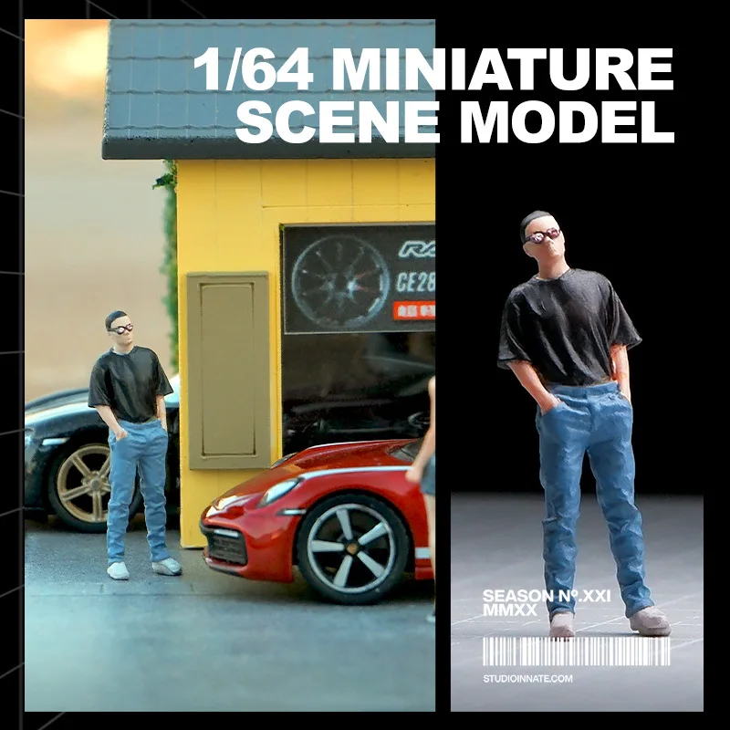 

Painted Figures 1/64 Trendy Male Miniatures Figurine Mini Doll Model Sand Table Scene Creative Photography Props Display Decora