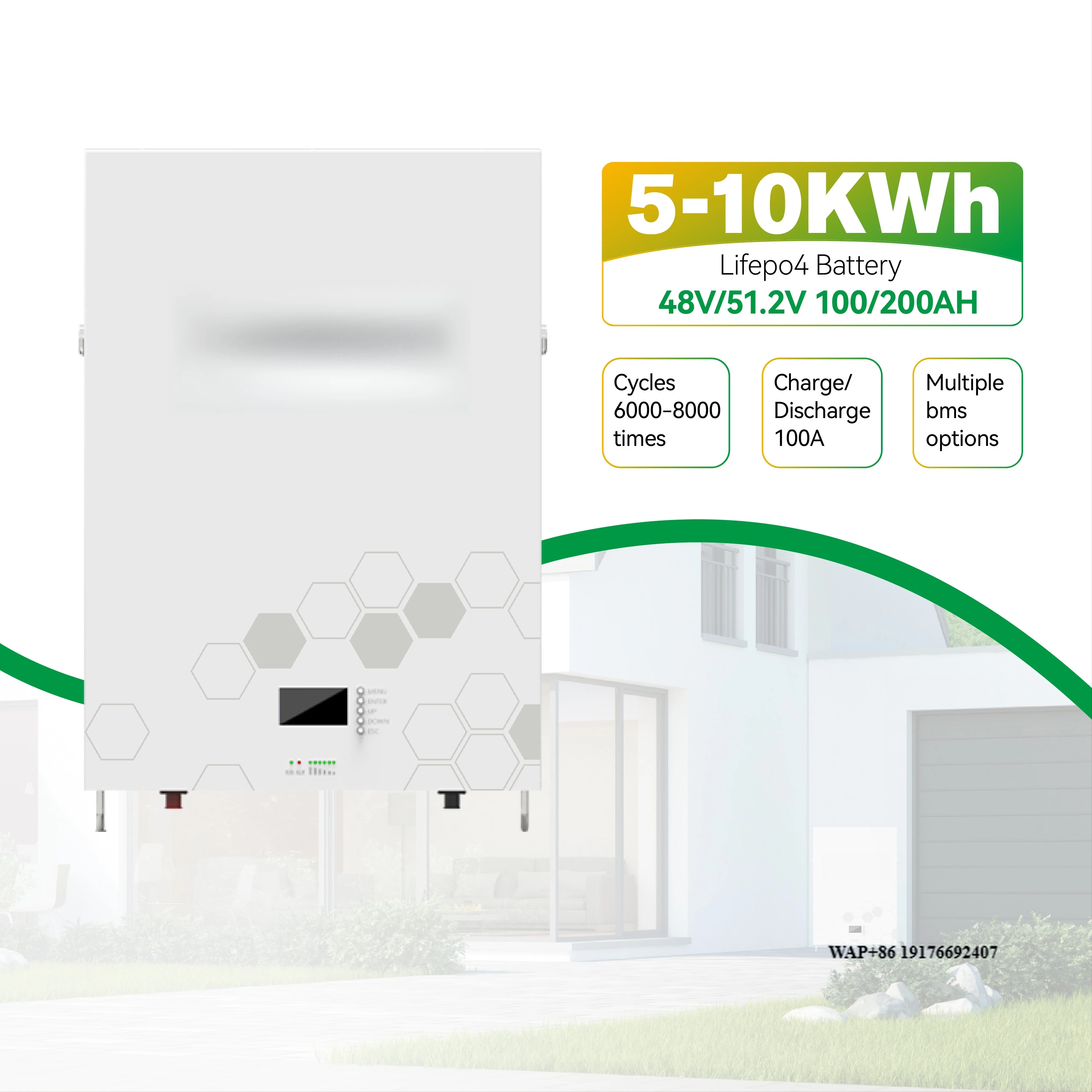 

Large Energy Capacity Solar Energy Storage System Lithium Ion Battery 51.2V Lifepo4 Battery 200Ah 10Kwh Home Solar Battery