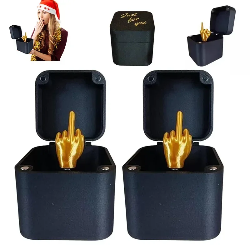 Middle Finger Surprise Gift Box Christmas Fun Prank Gift Office Desk Home Decor Gift Decoration Toys Children Miniatures Crafts