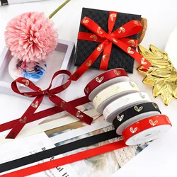 5Yards 10mmWide Valentine's Day Sweet Love Printed Ribbon Romantic Wedding Party Decoration Ribbons Flower&Gift Packaging Ribbon