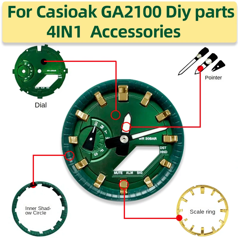 

Casioak DIY Accessories Luminous Watch Scale Ring Index dial surface scale watch pointer For GA-2100 2110 GA-B2100 Hour Marker