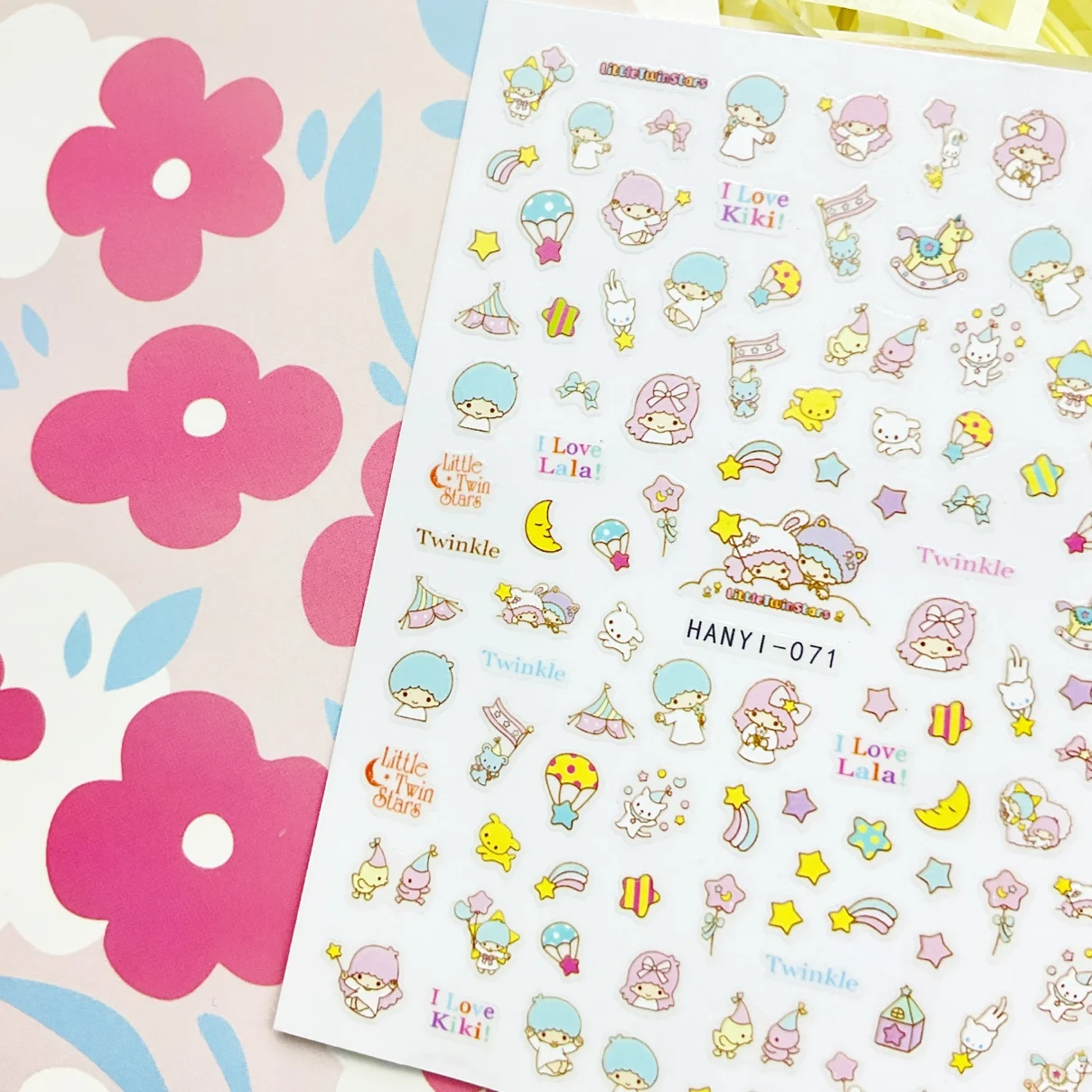 

1 sheet Super cute Japanese Nail art Gemini Sanrio cartoon back adhesive nail sticker