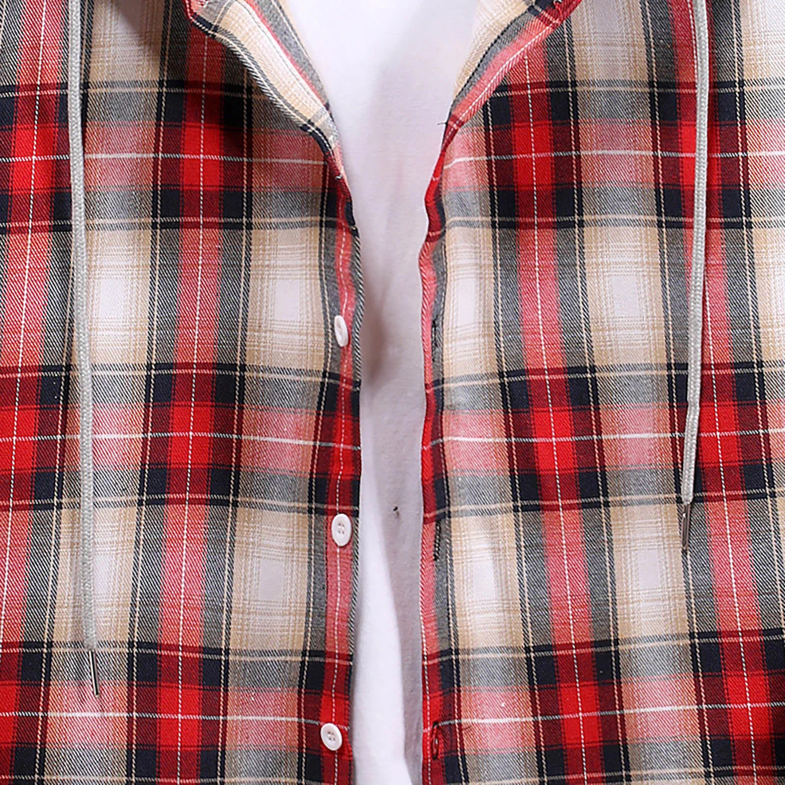 Men Casual Plaid Shirt Hooded Shirts Oversized Casual Shirt Men\'s Clothes European American Style Handsome Holiday Checked Shirt