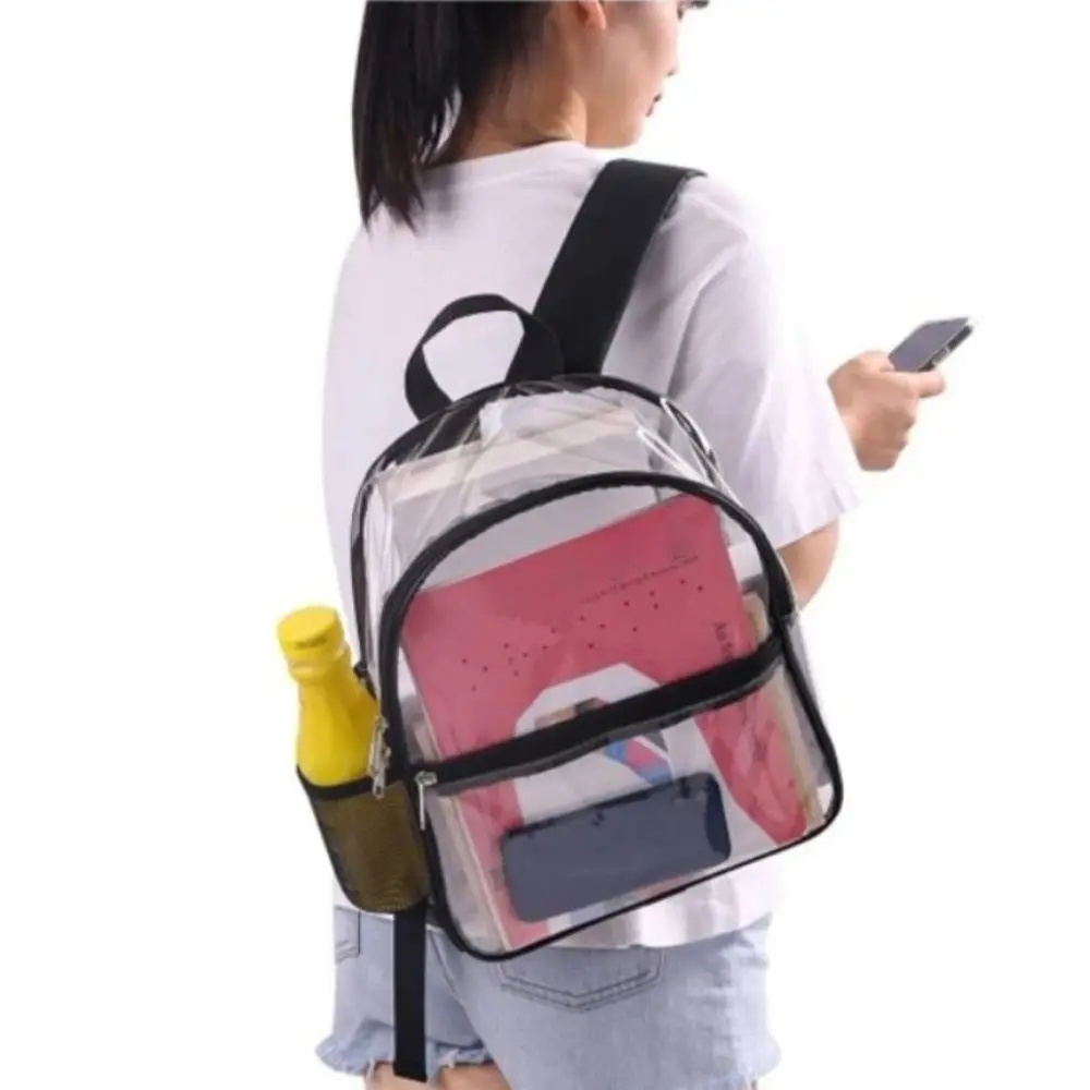 

PVC Clear Backpack Casual with Adjustable Straps Visible Knapsack Waterproof Large Capacity School Storage Backbags Work