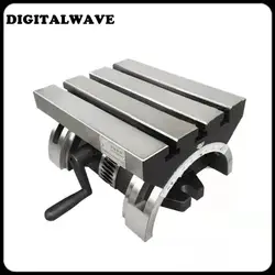 1Set 7x5 In Tilting Milling Table Adjustable Rotary Worktable Machine W/ 3 T-Slots & A Crank Handle Heavy Duty Grinding Milling