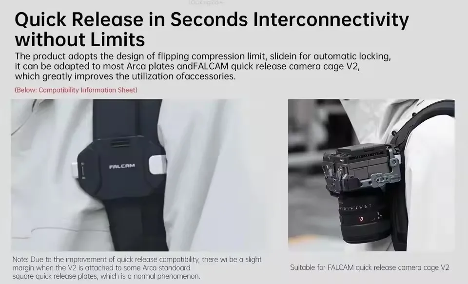 FALCAM F38 مجموعة الإفراج السريع لحقيبة الظهر V2 F38 B3803 F38B3803 قاعدة الإفراج السريع على ظهره V2 F38B3802 مشبك حزام الكاميرا