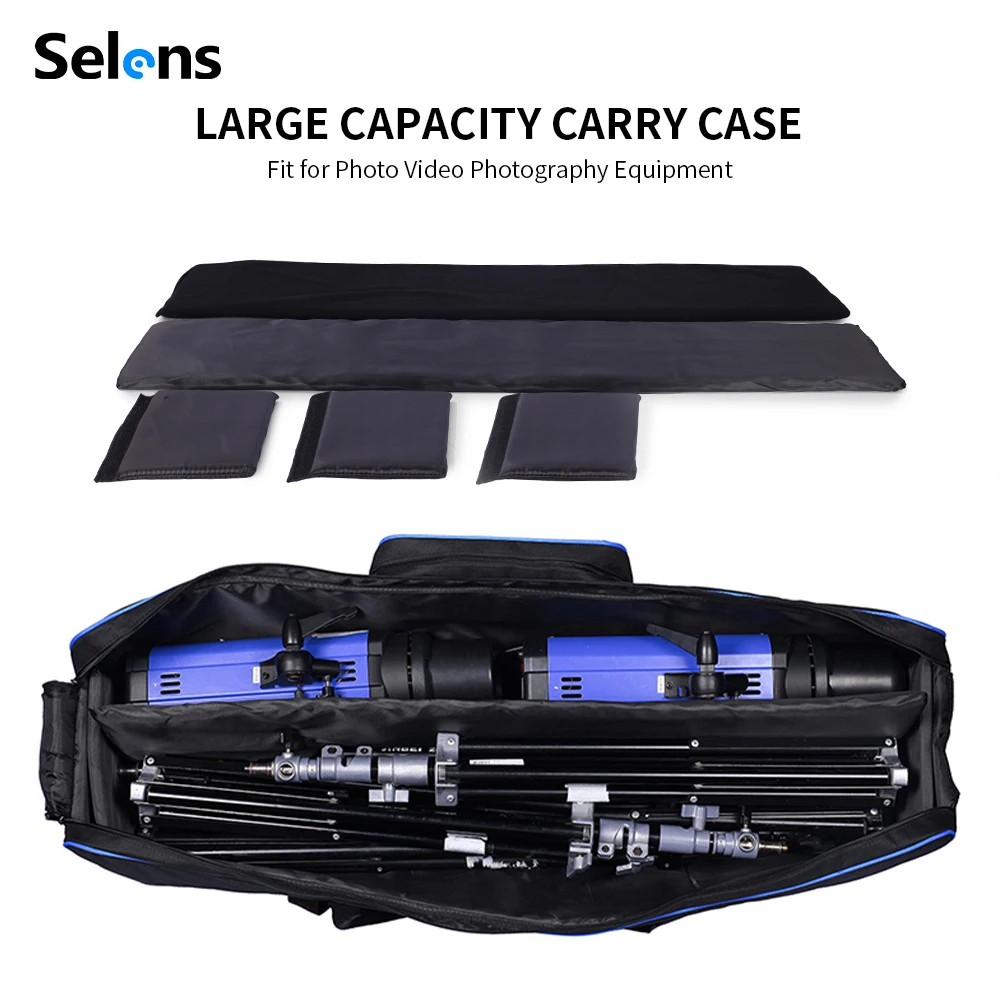 Selens Photography Equipment Camera Bag, estojo impermeável, acolchoado para estúdio fotográfico, carrinho de luzes, saco de tripé, 72cm, 105cm