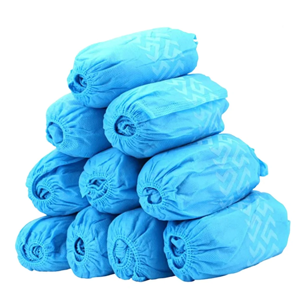 

100Pcs Non-Slip Shoes Cover Disposable Non-Woven Protector Dustproof Overshoes Outdoor Use Blue Shoes Cover Overshoes