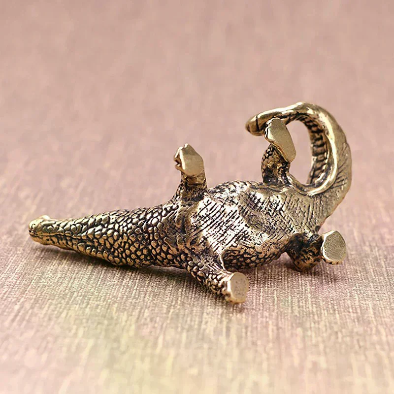 Bronze Crocodile Miniature Figurines Vintage Brass Mini Alligator Statue Desk Ornaments Home Feng Shui Decor Crafts Antique