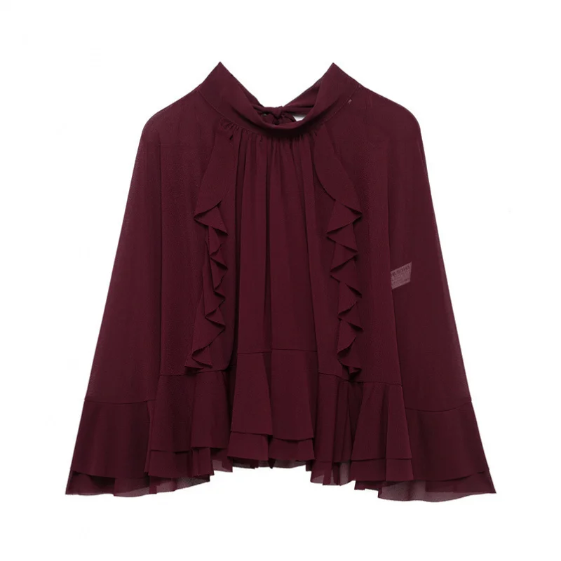 

2025 Spring New Women's Fashion Bowknot Layered Decor Cape Coat
