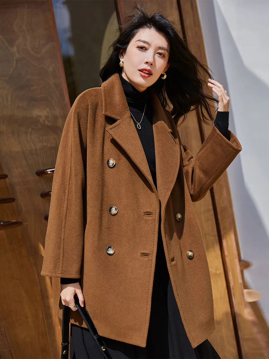 

Short Cashmere Coat Women Red Winter Velvet Wool Coat Female 2024 New Autumn Beige White Fashion Casual Jacket Classic Commuter