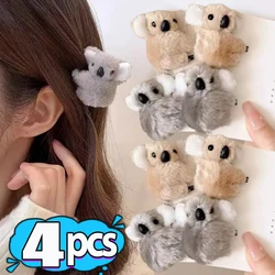 1/4Pcs Cartoon Plush Koala Hairpins Barrettes Cute Koala Hair Claw Side Bangs Clip Hair Accessories for Women Bag Accessories