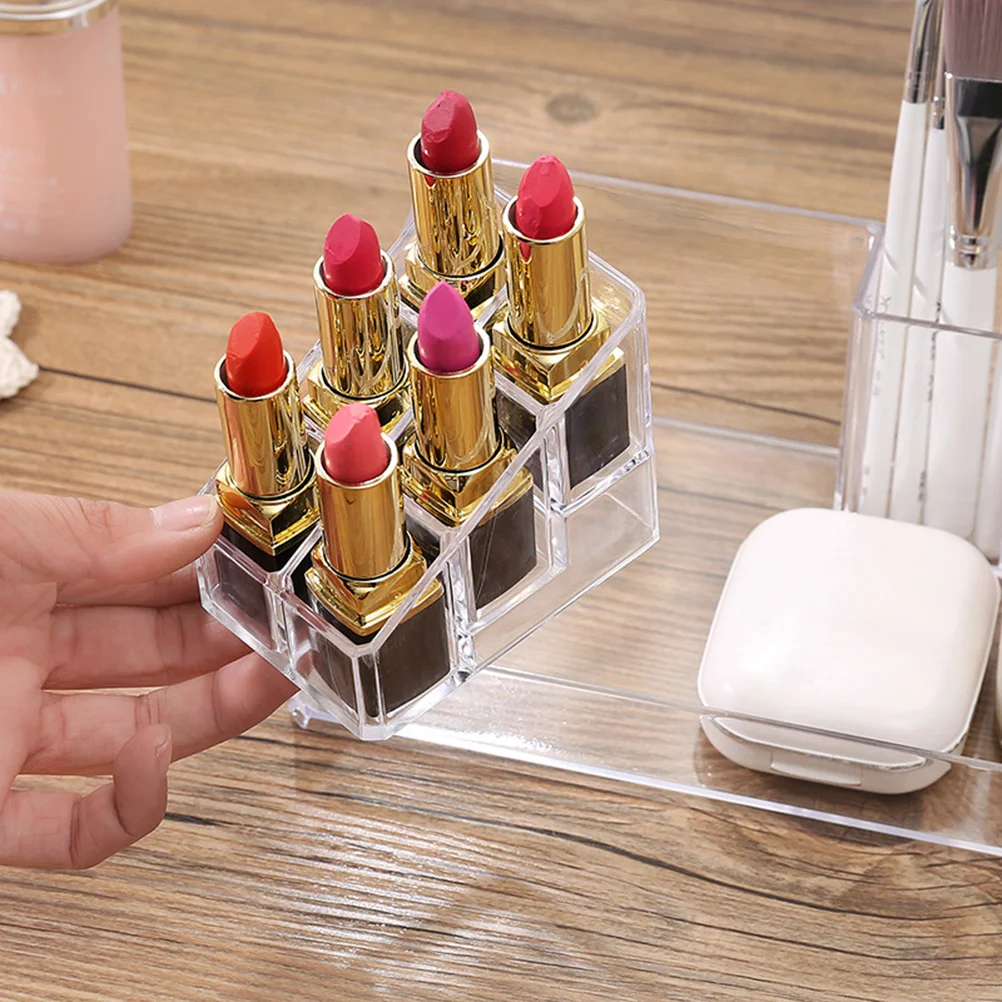 Caja de almacenaje para maquillaje transparente creativa, organizador, soporte acrílico, soporte de exhibición de escritorio para lápices labiales, esmaltes de uñas