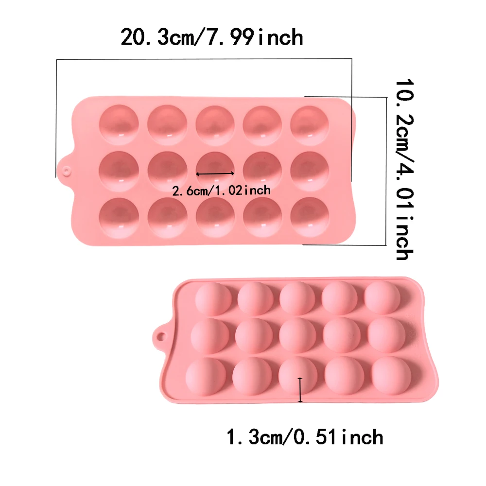 قالب سيليكون شبه دائري بـ 15 تجويفًا، يستخدم للحلوى والشوكولاتة والبسكويت وأدوات الخبز المصنوعة يدويًا في المطبخ