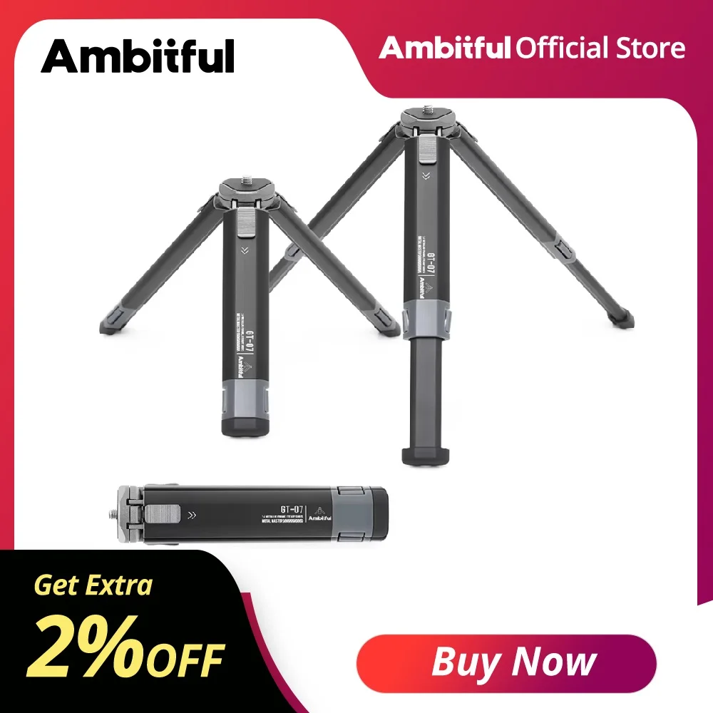 Trépied de bureau en métal Ambitful GT07 pour smartphone, appareil photo reflex numérique Sony Canon Nikon, avec rotule et support de téléphone