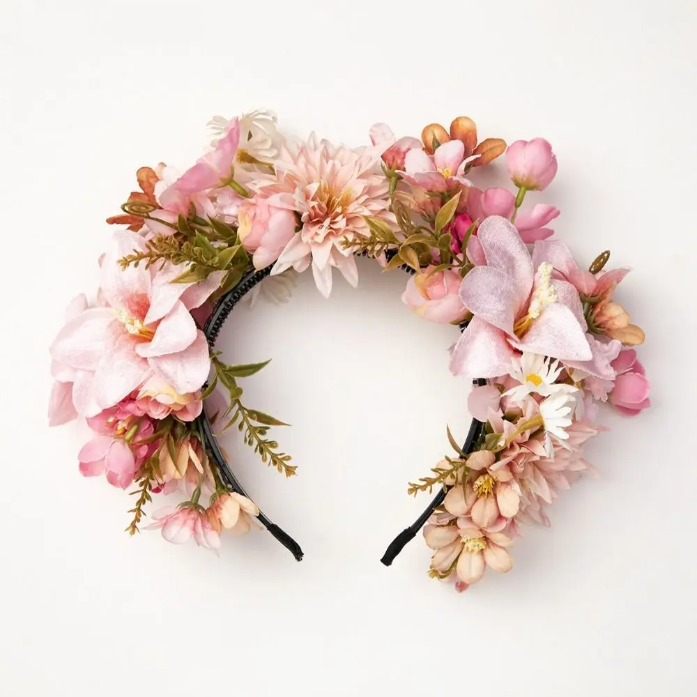 Simulation Flower Ethnic Style Flower Headband Fashion Sweet Women Wreath Hair Hoop Hanfu Headdress Fabric Bride's Hair Crown