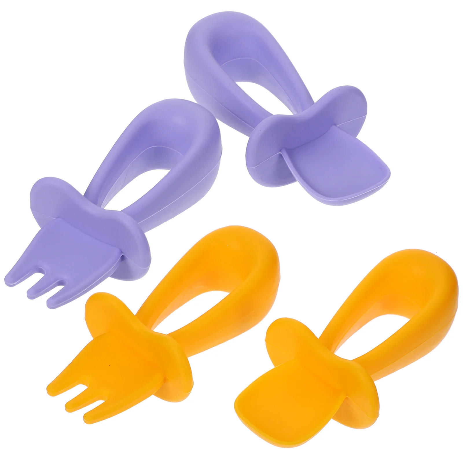 مجموعتان من ملاعق الأطفال المميزة، شوك سهلة الإمساك وغير قابلة للتشوه، مجموعة تدريب الطعام للأطفال