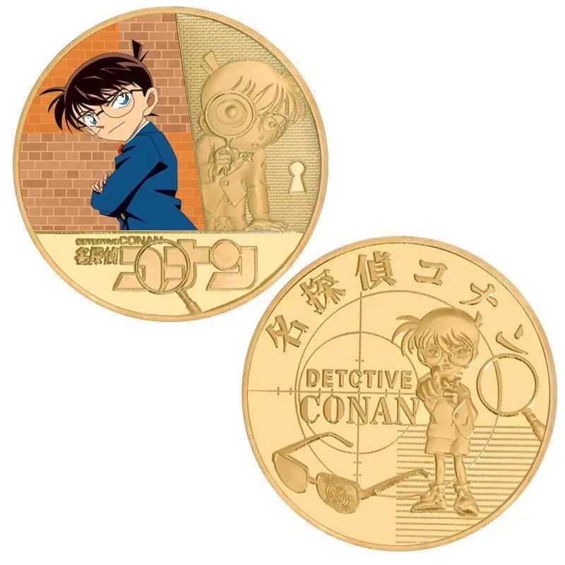 Detective Conan peripheral commemorative coins cartoon anime Kaitou Kidd Haibara Ai Maorilan figure birthday gift wholesale