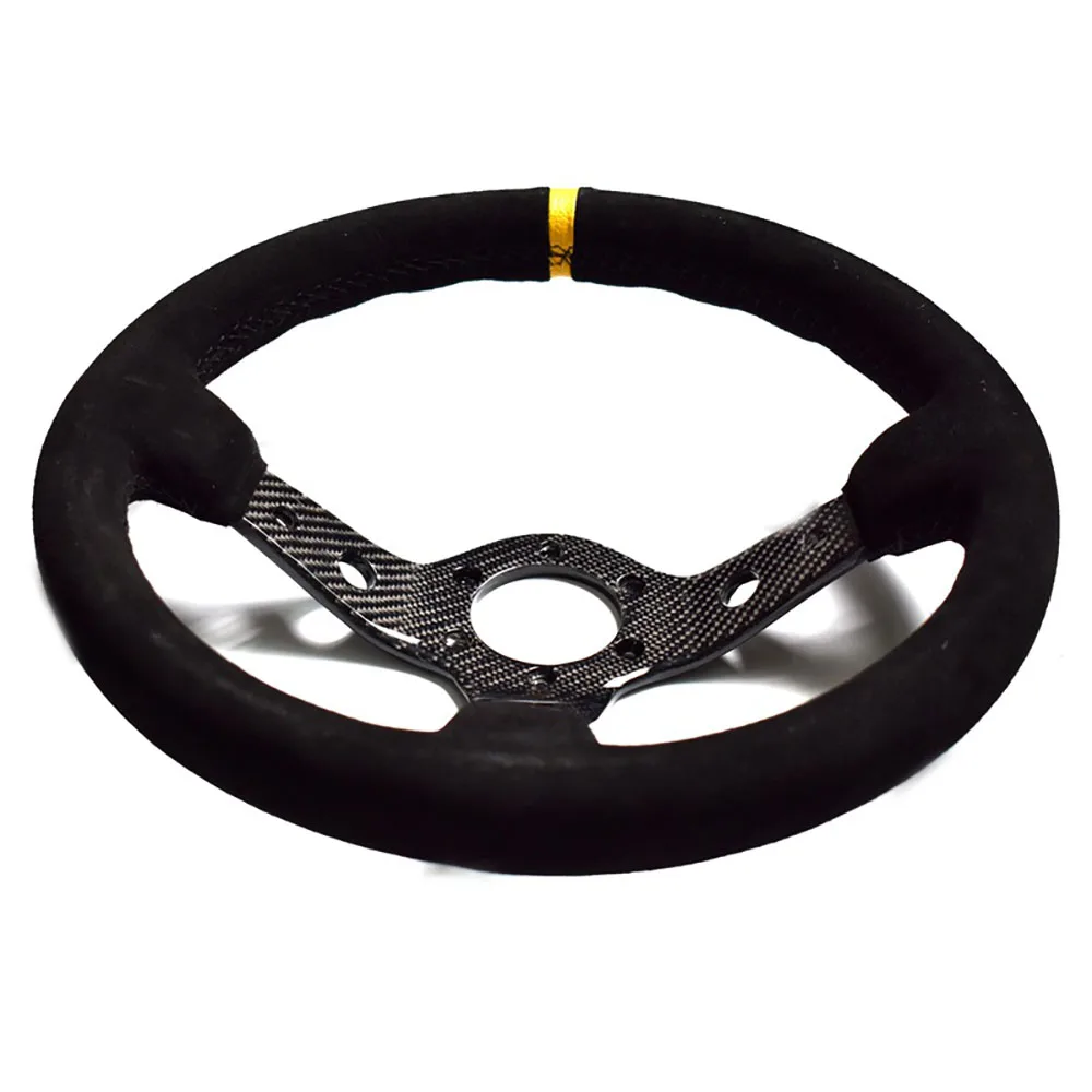 350mm Carbon Grain Color Steering Wheel Modification Racing Sports Steering Wheel Accessories Concave 90mm Universal