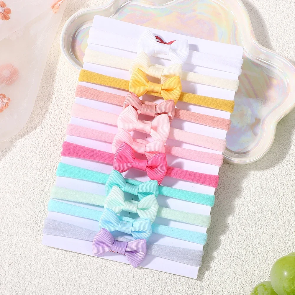11-teiliges Bandschleifen-Stirnband-Set für Neugeborene, Kinder, Kinder, Nylonbänder, Gummibänder, Schleife, Haarbänder, Kleinkind-Party, Haarschmuck