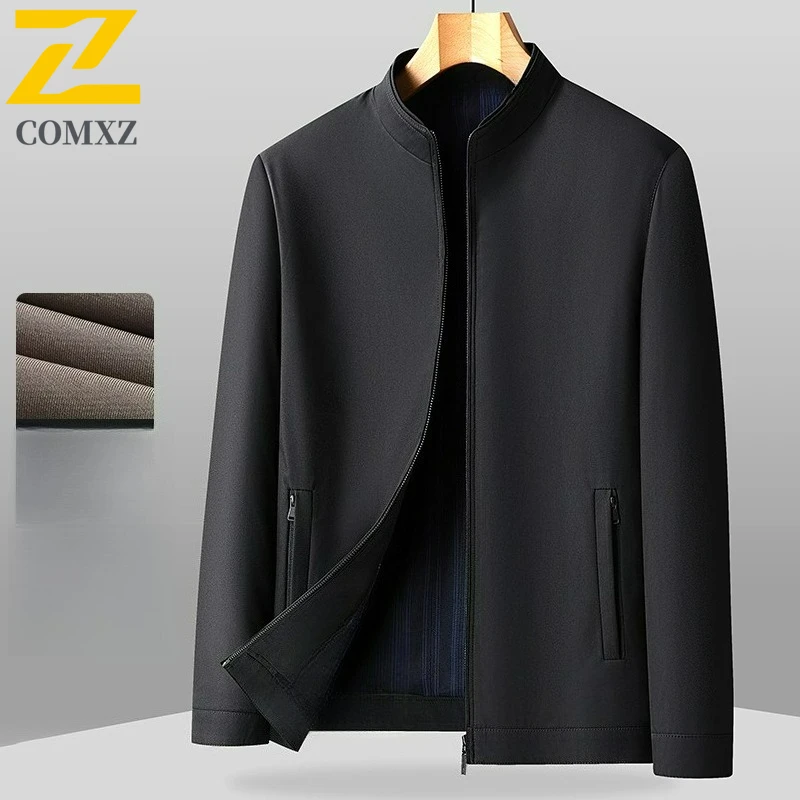 COMXZ Jacket Men Leisure Stand Collar Business Working Coat Lightweight Comfortable Stylish Office Daily Wear Autumn Outerwear