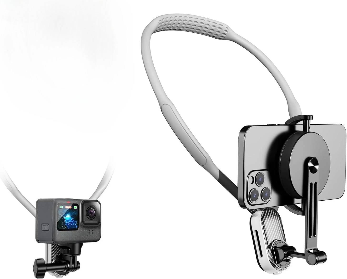 

Magnetic Neck Mount for Go Pro Phone Holder, Quick Release POV Video Vlog Flexible Angle Necklace Holder for Action camera phone