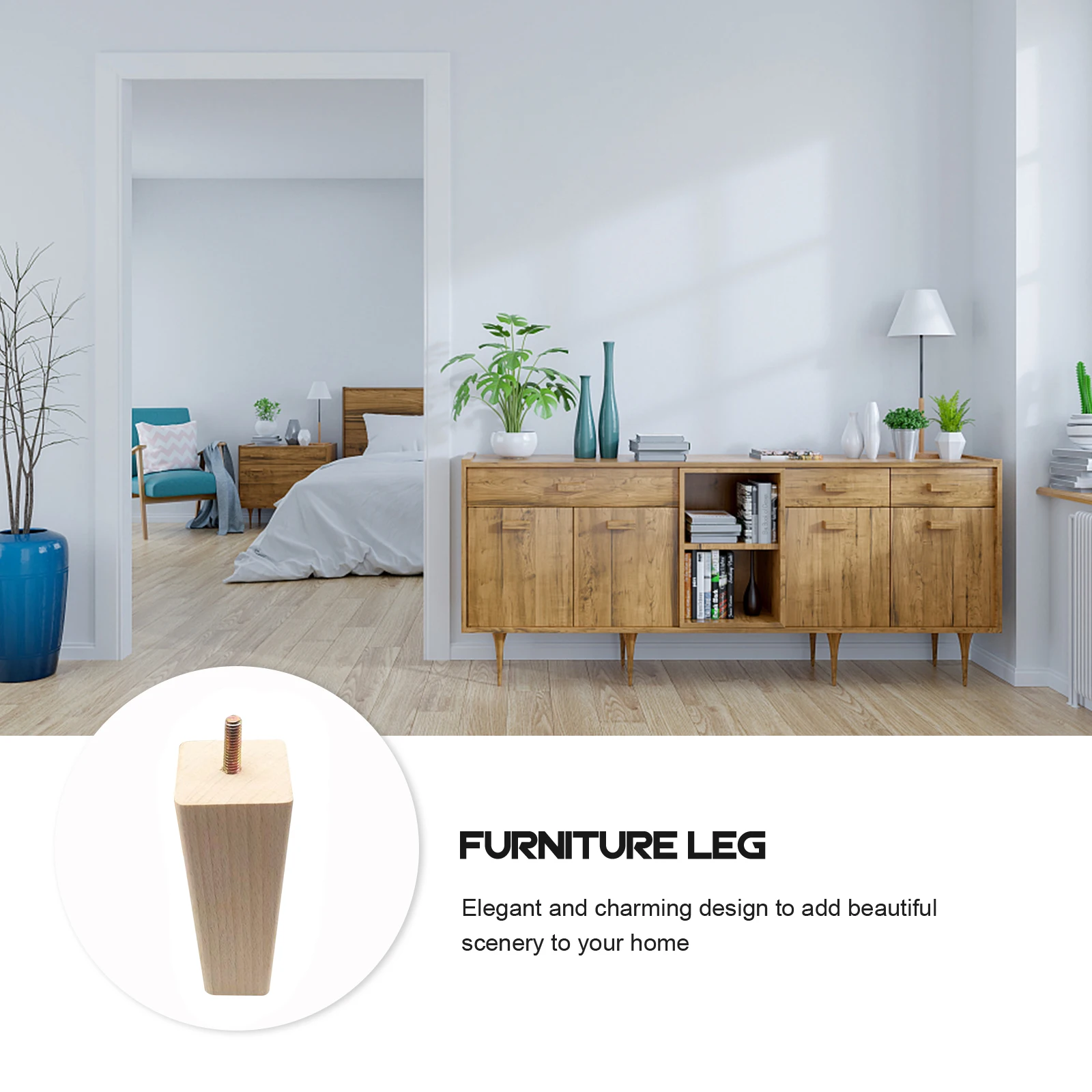 

4 Pcs Solid Wood Furniture Legs Natural Table Support Feet Sturdy Elevate Classic Style Wooden Legs