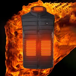 Mannen en vrouwen Intelligent elektrisch verwarmingsvest USB Infrarood Flexibele buitenjas Zip-up Effen kleur Winter Warme jas