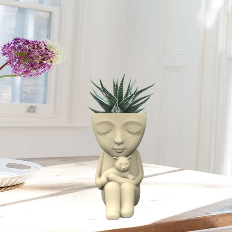 Child & Pen Holder Silicone Molds Table Ornament Mould Plasters Making Tool Succulent Planter Mold Easy to Clean