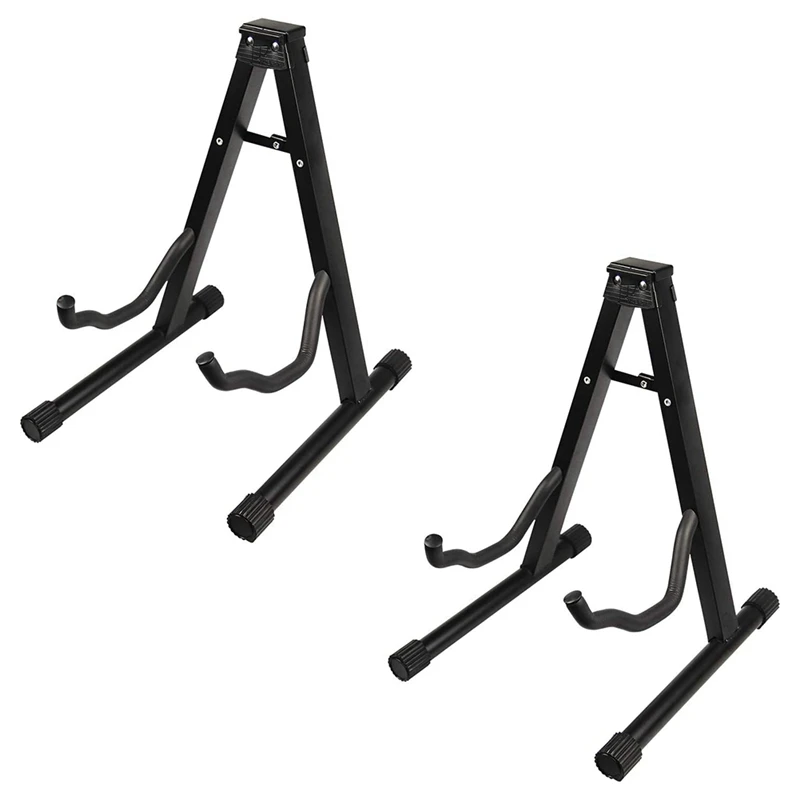 2 Pcs Guitar Stand Folding Universal Assembled Black Frame Stand Guitar Stand For Most Guitars Acoustic Electric Guitar