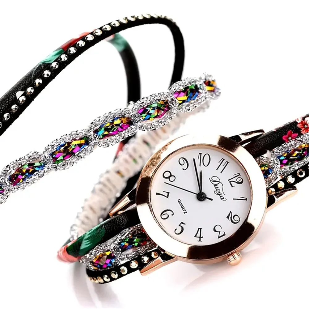 Colorful Rhinestone Bracelet Watch Rivet Circle Women Wrist Watches