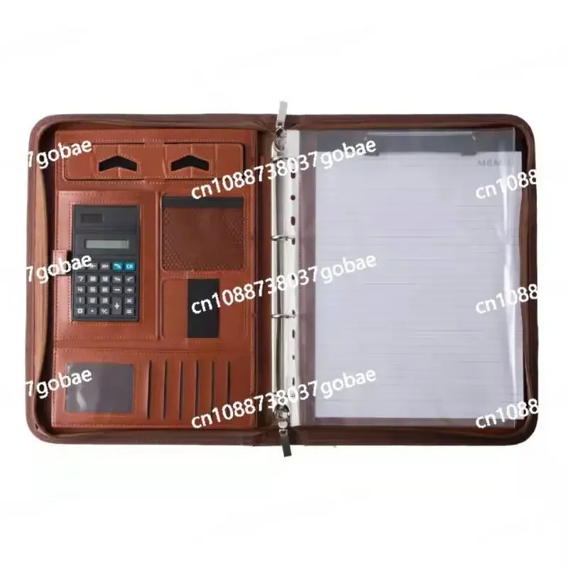 Portable Zipper Folder with Calculator Manager Clip, Multi-function for Office and Business